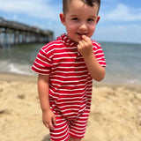 Charlie hooded romper red