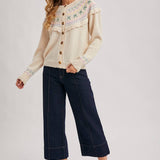 Fair Isle Knit Cardigan Sweater