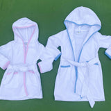 Blue Trim Towel Hoodie Robe