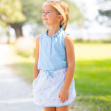 Girls Ruffle Neck Polo - Alys Beach Blue