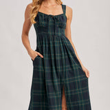 Plaid Corset Midi Dress