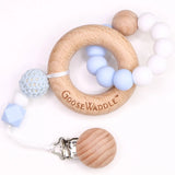 Wooden and Silicone Teether - Blue