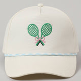 Tennis Racquets Ribbon Embroidery Hat