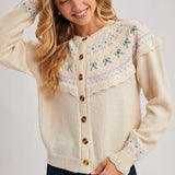 Fair Isle Knit Cardigan Sweater