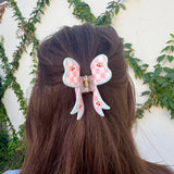 Checkered Cherry Bow Hair Clip