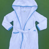 Blue Trim Towel Hoodie Robe