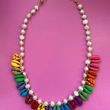 Rainbow Shell and Pearl Necklace