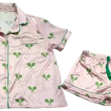 Tennis Pajama Satin Short Set - "Tennis Forever"