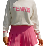 Tennis Sweater - Pink Embroidery