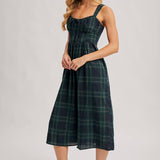 Plaid Corset Midi Dress