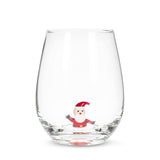 Santa Icon Stemless Wine Glass-4.5"H(20oz)
