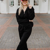 Black Scuba Pants Set Athletic Apparel
