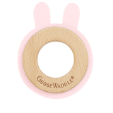 Animal Teether Wooden + Silicone (bunny, pink)