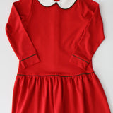 Lillian Dress Red with Green Piping Holiday Christmas