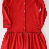 Lillian Dress Red with Green Piping Holiday Christmas