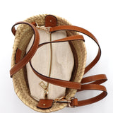 The Pia Straw and Leather Tote