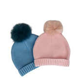 Kids' Faux Fur Pompom Knit Hat