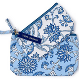 Blue Block Print Pouch Set