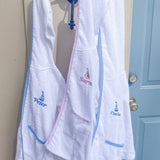 Blue Trim Towel Hoodie Robe