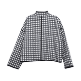 Black & White Checkered Quilted Jacket for Women