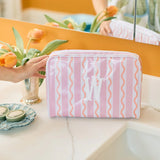 Weezie Small Toiletry Bag- Coral Squiggle
