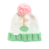 Pink Golf Flag Bobble Hat (Baby, Toddler, Kid)