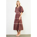 Puff Sleeve Tiered Print Dress