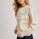 Fair Isle Knit Cardigan Sweater