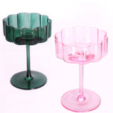 Flower Blue Crystal Wine Glass