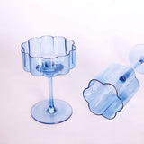 Flower Blue Crystal Wine Glass
