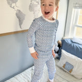 Kids Pajamas Two Piece Blue Sailor Heart
