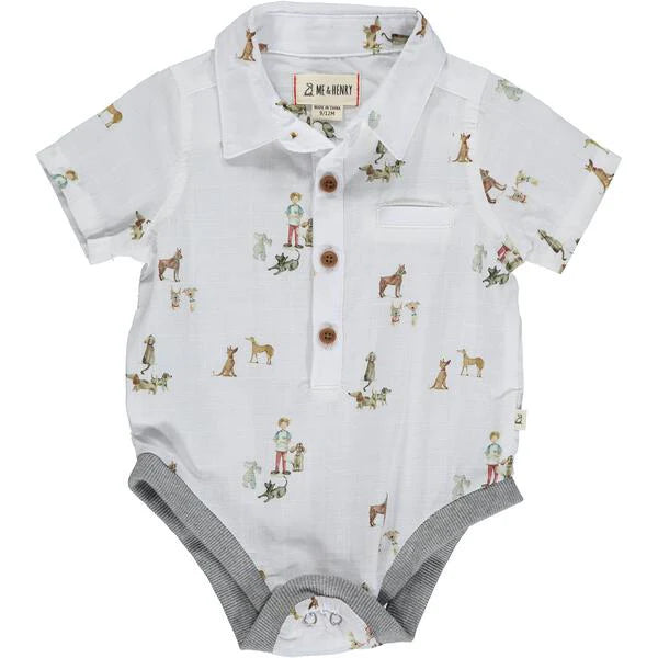 Henry Dog Print Onesie