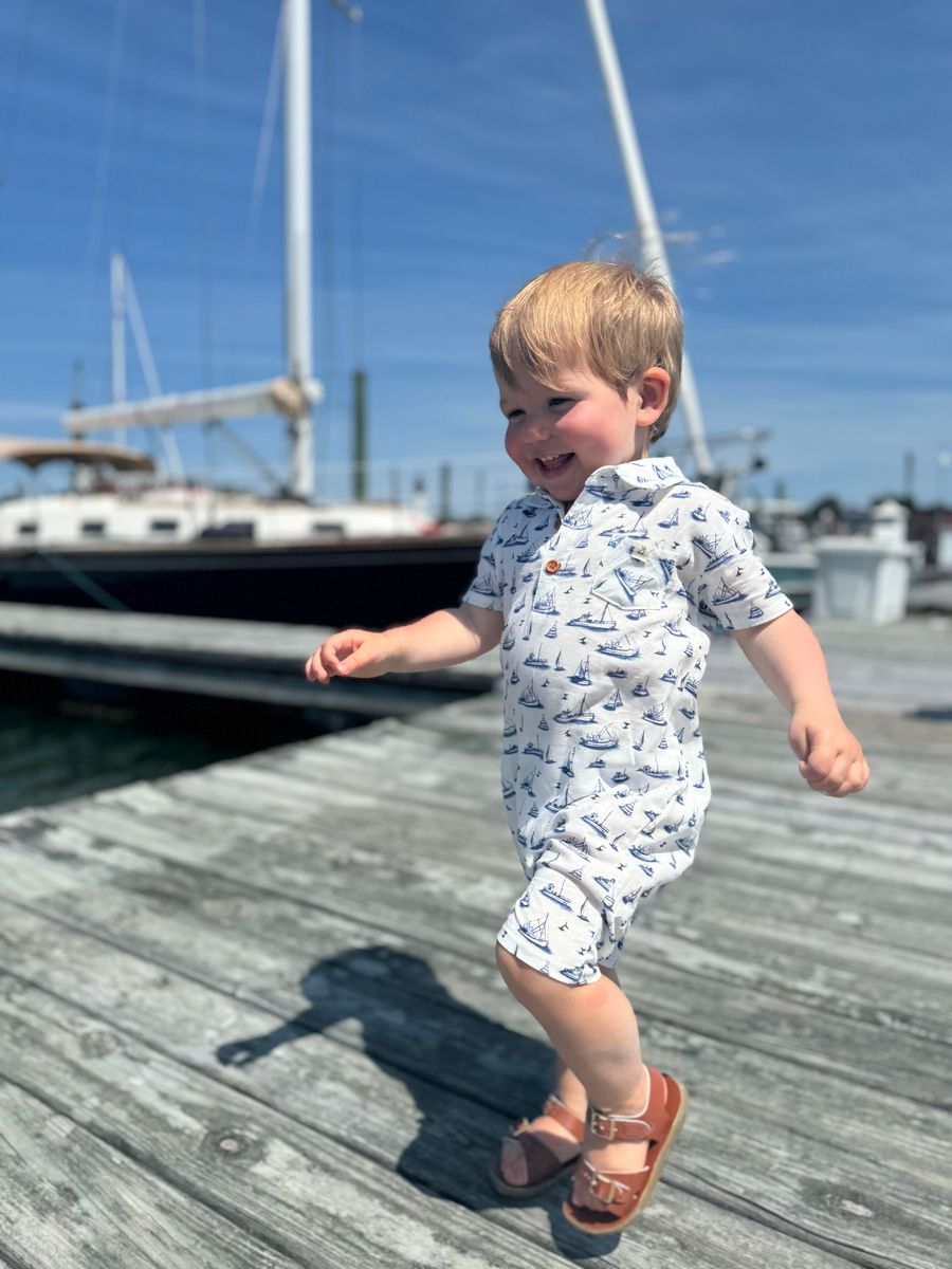 MOLOKAI Printed Romper Navy Boats