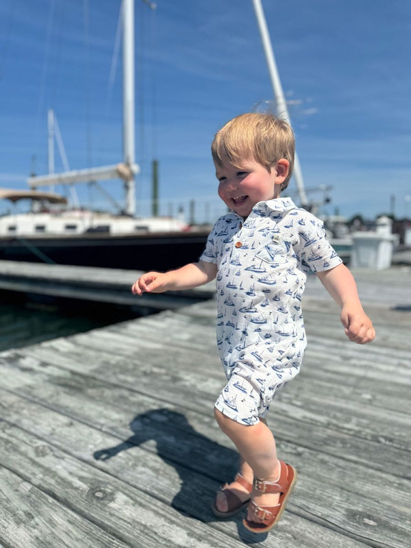 MOLOKAI Printed Romper Navy Boats