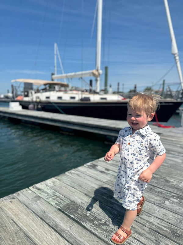 MOLOKAI Printed Romper Navy Boats