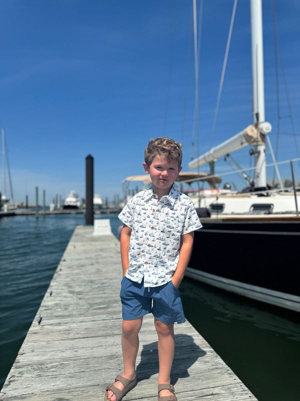 Maui Nantucket Boat Printed Shirt Navy