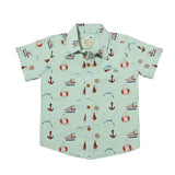 Maui Blue Nautical Print Button Down Shirt