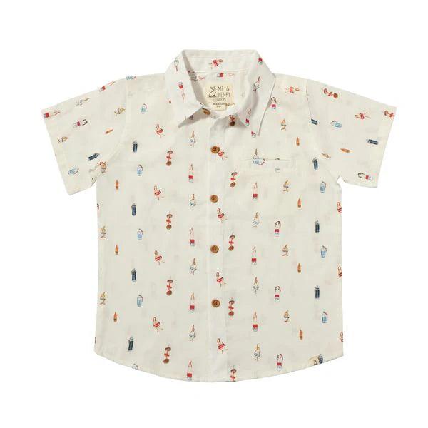 Maui White Buoys Printed Button Down Shirt