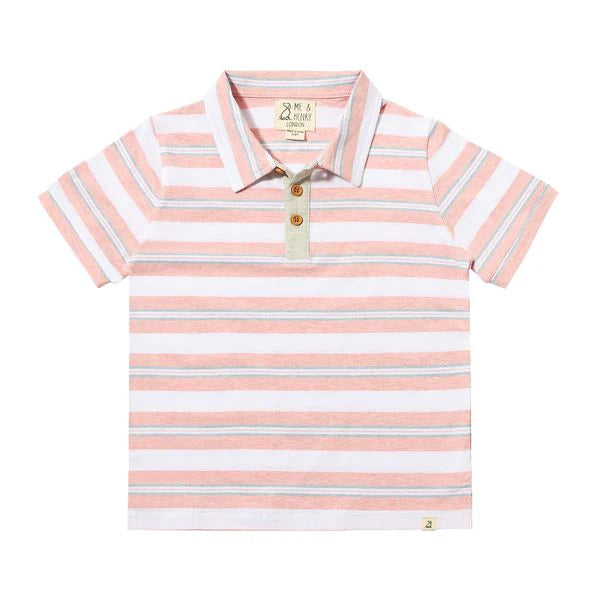 Shipping Pink/Grey/White Stripe Polo