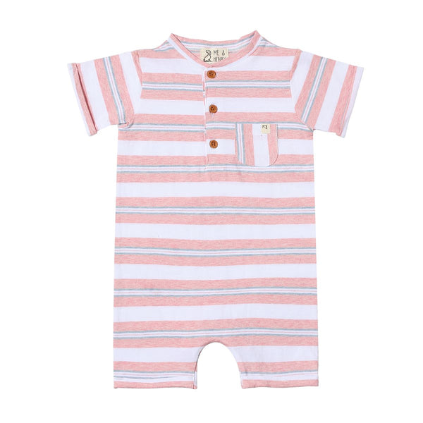 Camborne Henley Romper Pink Grey