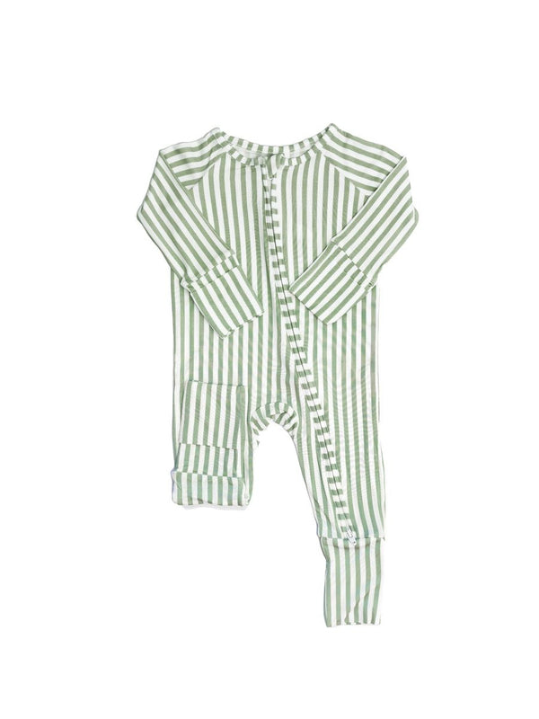 Sleep Romper Pajamas - Stripe Cabana Sage