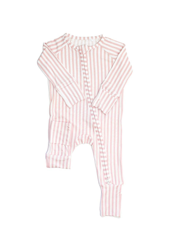 Sleep Romper Pajamas - Stripe Cabana Pink