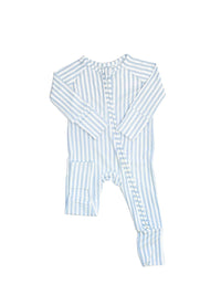 Sleep Romper Pajamas - Stripe Cabana Light Blue