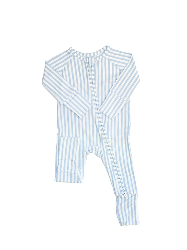 Sleep Romper Pajamas - Stripe Cabana Light Blue