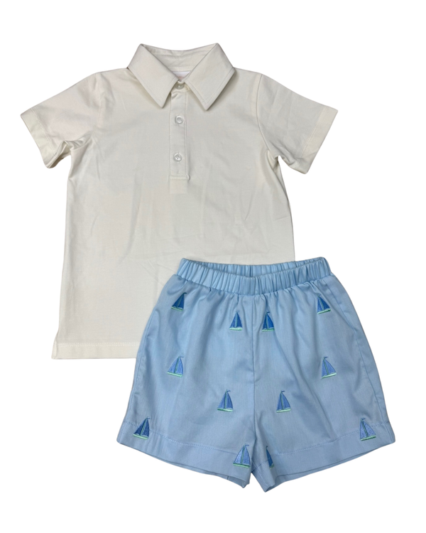 St John Sailboats Embroidered Sprinkle Short Set