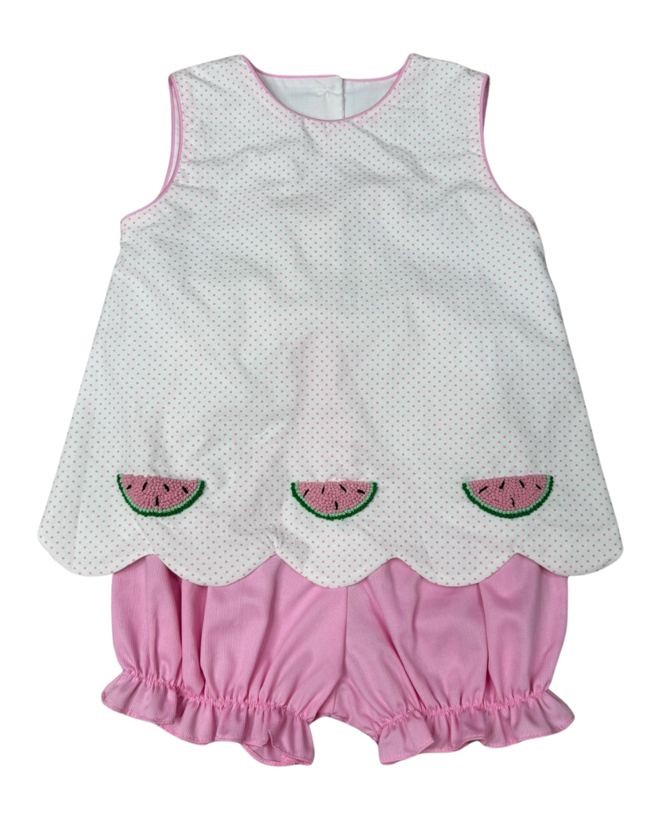 Watermelon Scallop Bow Back bloomer Set