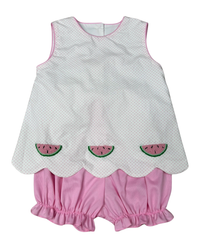 Watermelon Scallop Bow Back bloomer Set