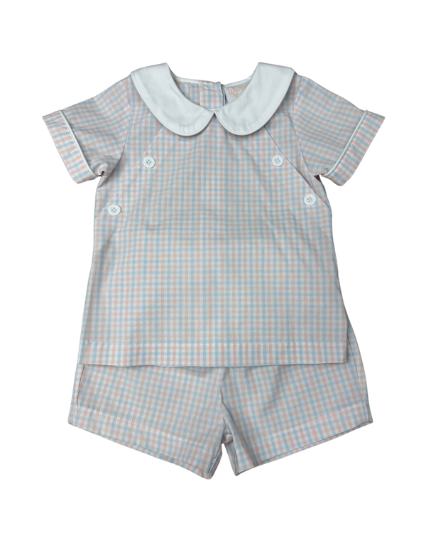 Classic Spring Plaid Collared Short Set