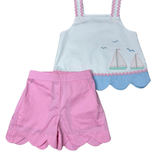 St John Sailboats Applique Short Set