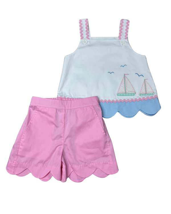 St John Sailboats Applique Short Set